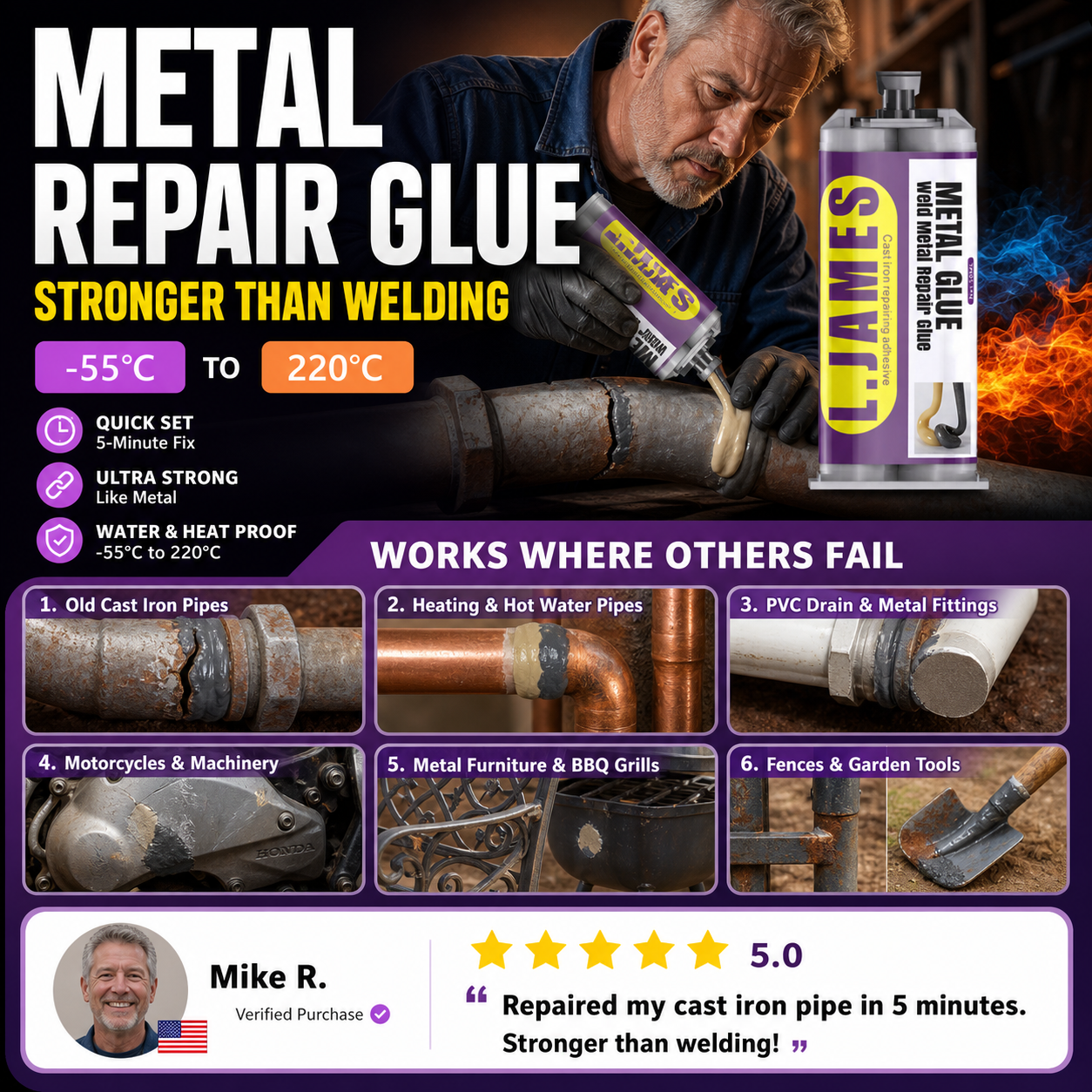 Metal Weld Repair Glue – 2-Part Epoxy for Permanent Metal Repairs