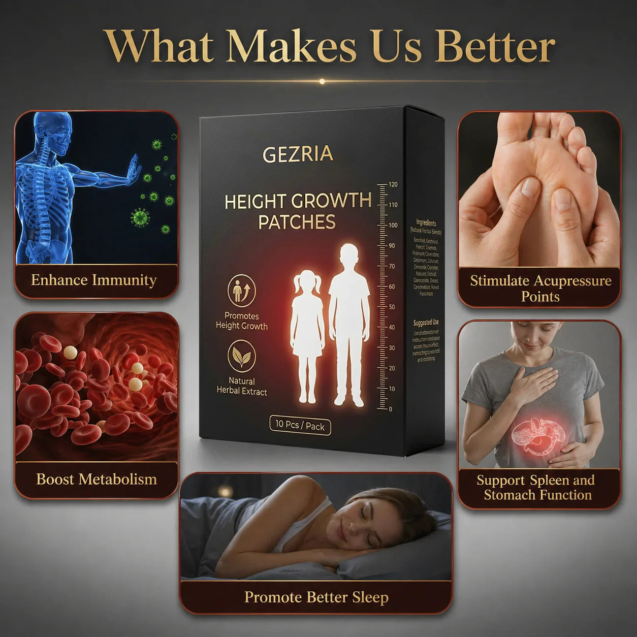 GEZRIA Herbal Foot Care Patches | Nighttime Posture & Wellness Routine